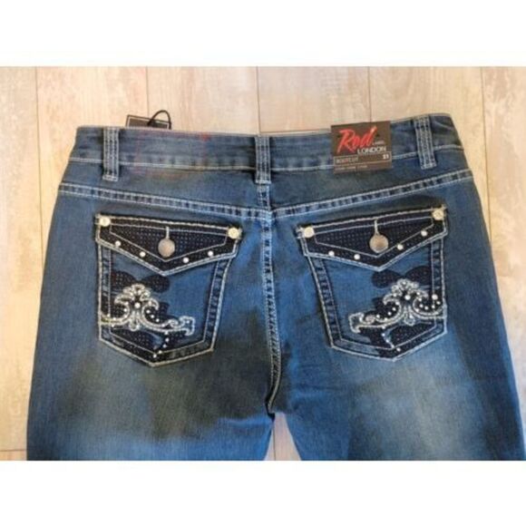 Red Label London Rose Royce Jr. Bootcut Jeans Denim Blue 31‎ (13/14) NWT - Picture 7 of 8